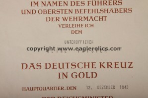 Deutsche Kreuz in Gold Formal Citation & Ehrenpokal winner *NEW PRICE** image 3