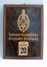 Nationalsozialistische Kreigsopferversorgung -National Socialist War Victims Care – Wooden Calendar image 1