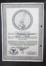 Hitler Youth Service certificate – Flak Helper- Ex Phillip Baker Collection image 1