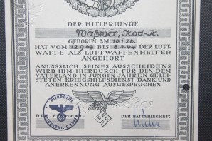 Hitler Youth Service certificate – Flak Helper- Ex Phillip Baker Collection image 3