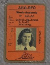 AEG-RFO Factory Access Pass to German Woman from Freibu image 1