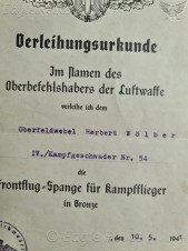 Luftwaffe Bomber Clasp Citation – Early image 2