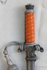 Army Officer Dagger w/Dark Orange Grip & Voos Pattern Double-Etched Blade image 2