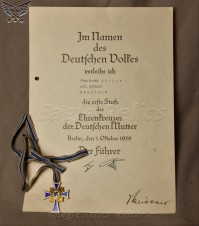 Ehrenkreuz der deutschen Mutter –  Mothers Cross in Gold with Citation! image 1