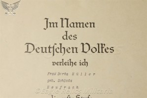 Ehrenkreuz der deutschen Mutter –  Mothers Cross in Gold with Citation! image 6