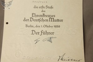 Ehrenkreuz der deutschen Mutter –  Mothers Cross in Gold with Citation! image 7