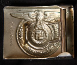 Early Waffen-ϟϟ belt buckle & Belt in nickel silver by Overhoff & Cie image 3