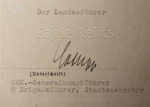DRK promotional citation signed by SS Brigadefuhrer Walter Ortlepp image 5