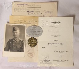 Panzer document grouping to Gefreiter Werner Setler of the 1st Inf Eratz Battlion 5 (MOT) image 1