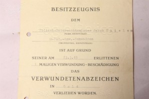 ϟϟ Award Documents for Polizei-Unterwachtmeister Jakob Thielen. ϟϟ Polizei- Anwarter-Schwadron image 4